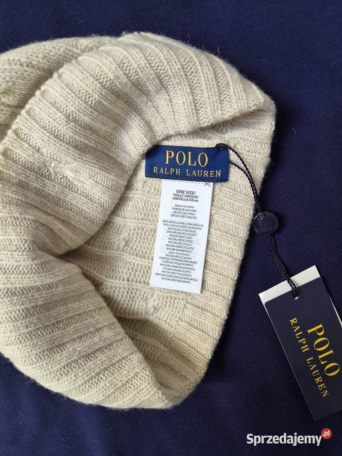 Nowa beżowa czapka bawełniana Polo Ralph Lauren Uniseks Bibice