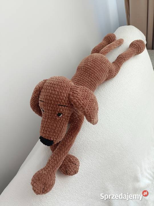Maskotka pies szydełko handmade brązowy/beżowy Wrocław