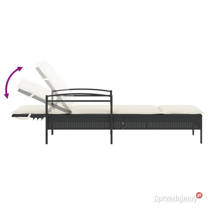 Leżanka z poduszką czarna 63x200x81 polirattan Warszawa