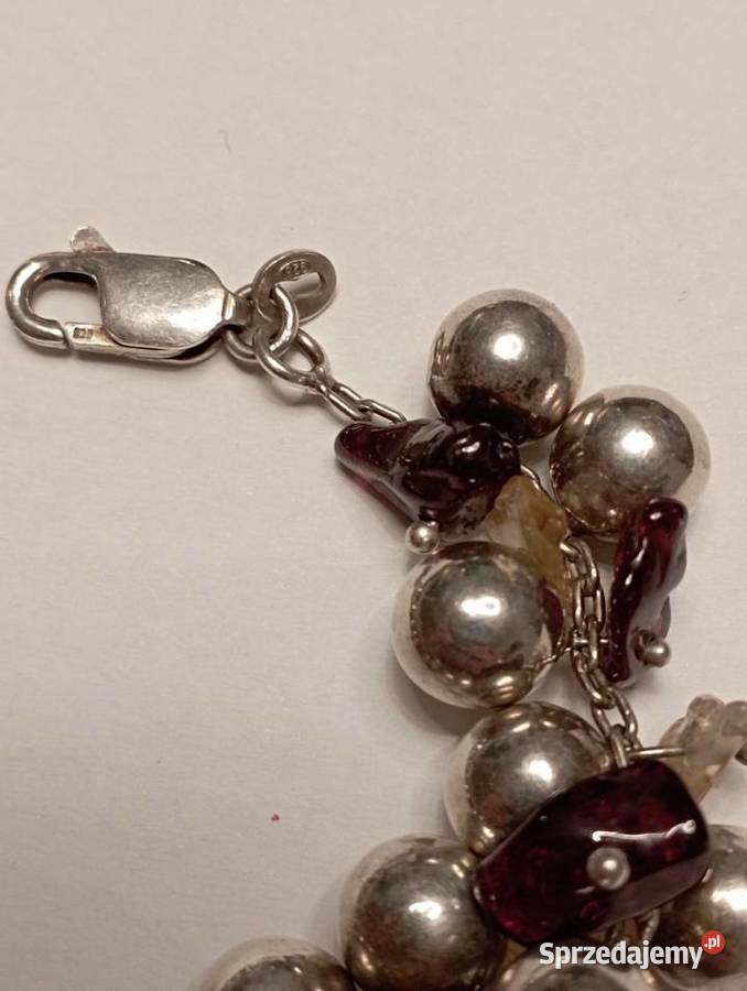 Bransoletka srebrna kulki i kamienie mazowieckie Radom