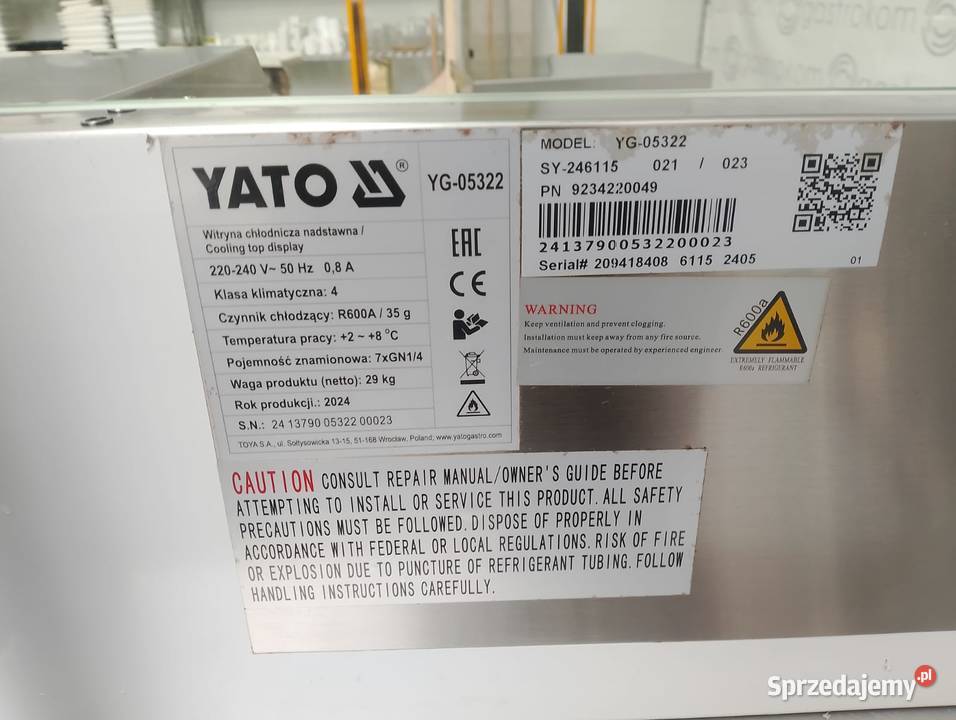 Nadstawka chłodnicza Yato 7 GN 14 YG05322 Wrocław sprzedam
