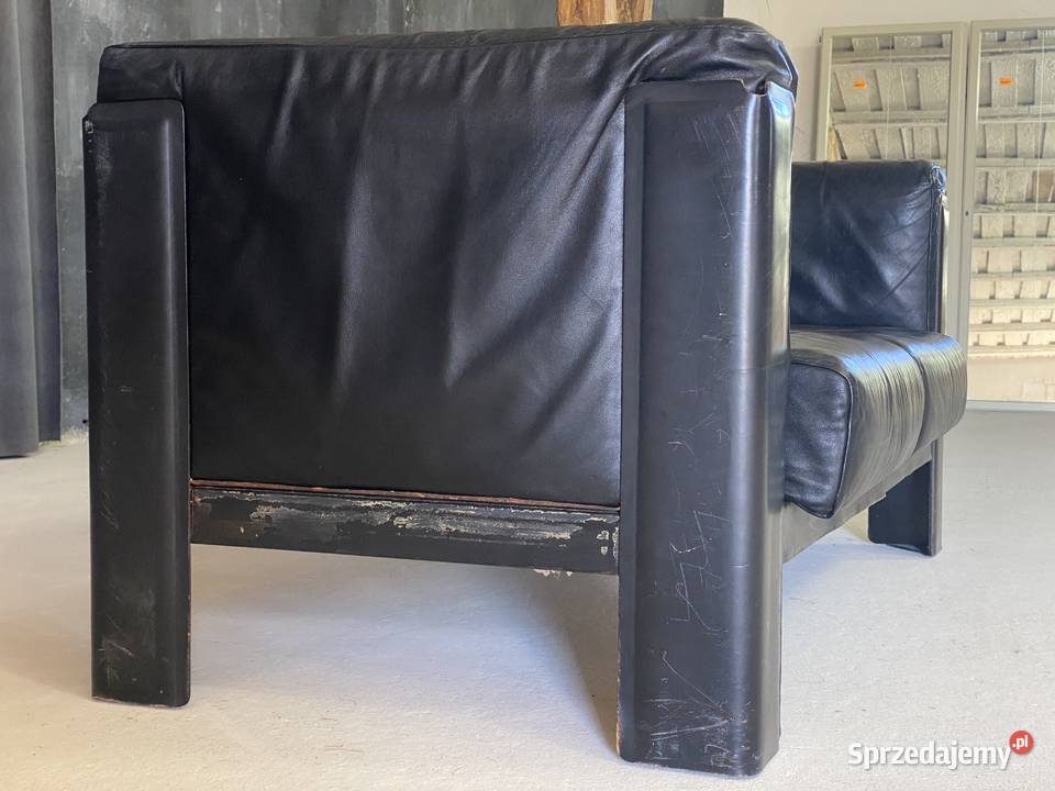Sofa 2osobowa skóra naturalna metalowa rama 71cm Budno