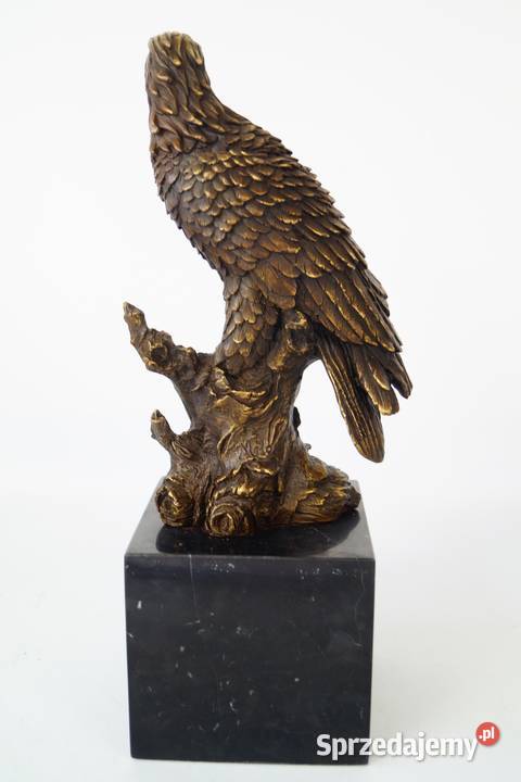 Figura z brązu ORZEŁ NA KONARZE piękna rzeźba Gizałki