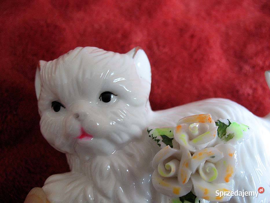 Kot kotek złocony porcelana 5 x 9 x 5 Rękodzieło Siedlce sprzedam