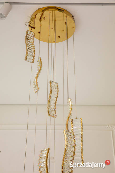 Żyrandol kryształowy złoty glamour lampa wisząca Warszawa