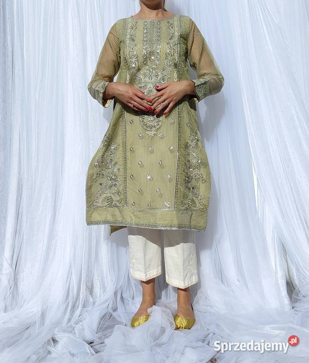 Długa zielona tunika M 38 orient Bollywood