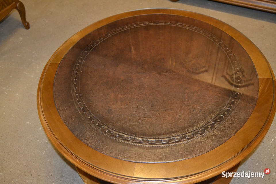 stolik okrągły orzech skóra Będzin sprzedam