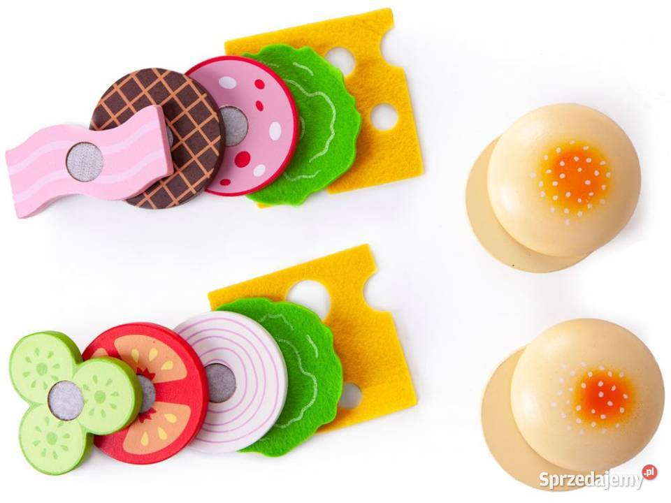 Drewniany hamburger zestaw 2 sztuki Ecotoys podlaskie Bielsk Podlaski sprzedam