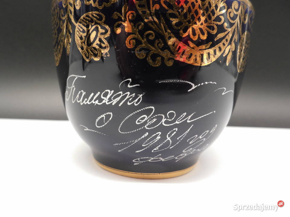 ŁOMONOSOW KOBALTOWA FILIŻANKA ZE SPODKIEM Raszków