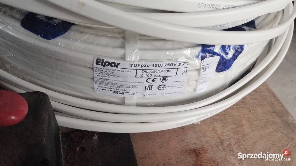 Kabel przewód elektryczny ELPAR 3x15 Damir 2x15 Dobryniów sprzedam