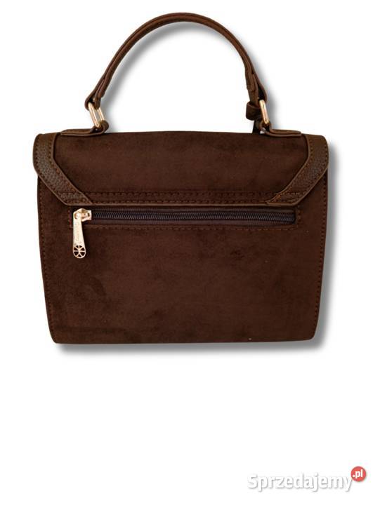 Elegancka czekoladowa torebka zamszowa do ręki 19cm Żabiczyn