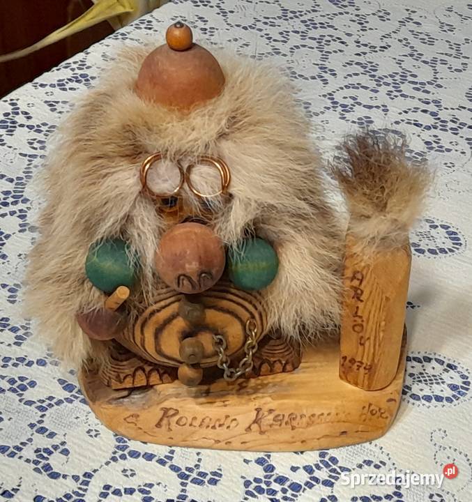 Vintage Drewniany szwedzki Troll figurka Iłża