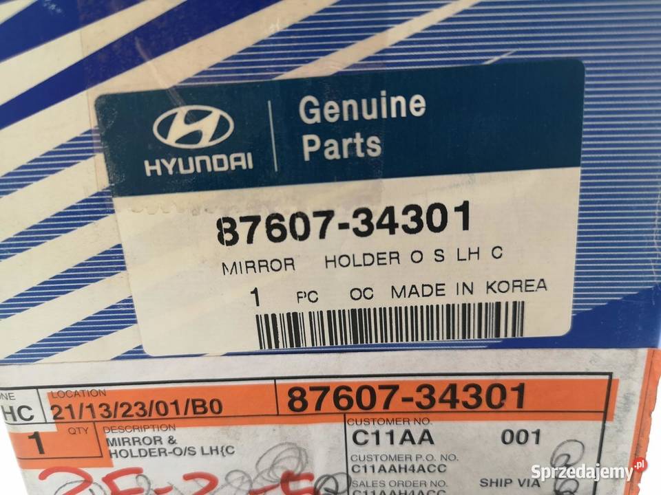 WKŁAD LUSTERKA LEWY HYUNDAI SONATA 8998 ORI OE sprzedam