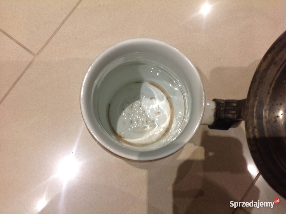 Stary Porcelanowy Kufel Myśliwskil z cynową wielokolorowy Nowa Sól