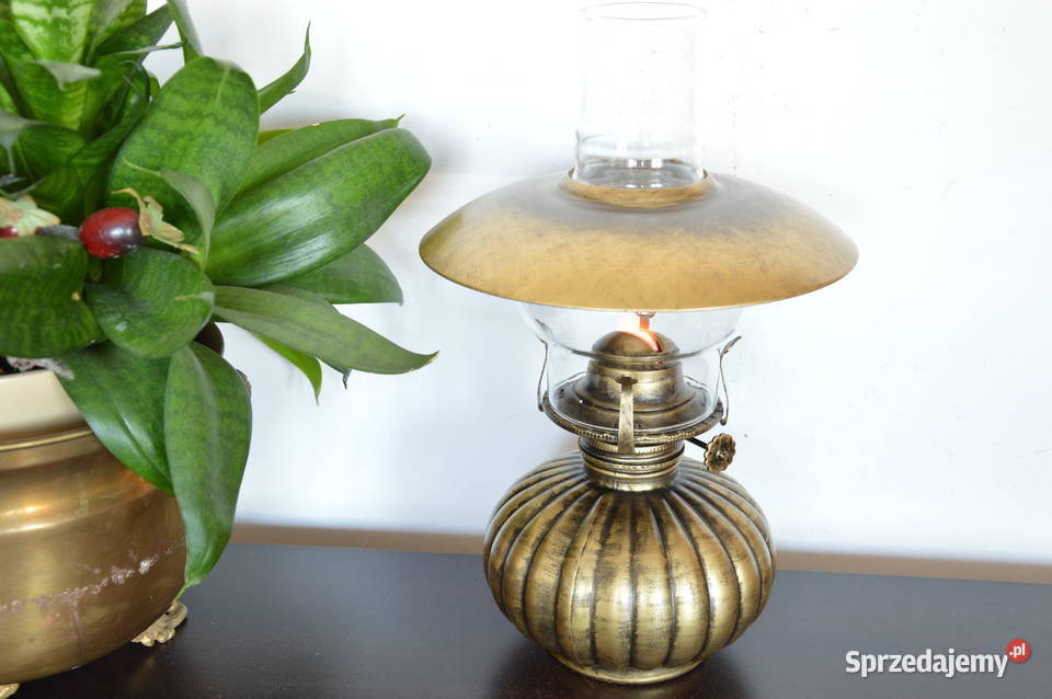 szklana LAMPA NAFTOWA stara patynowana Jastrzębie-Zdrój