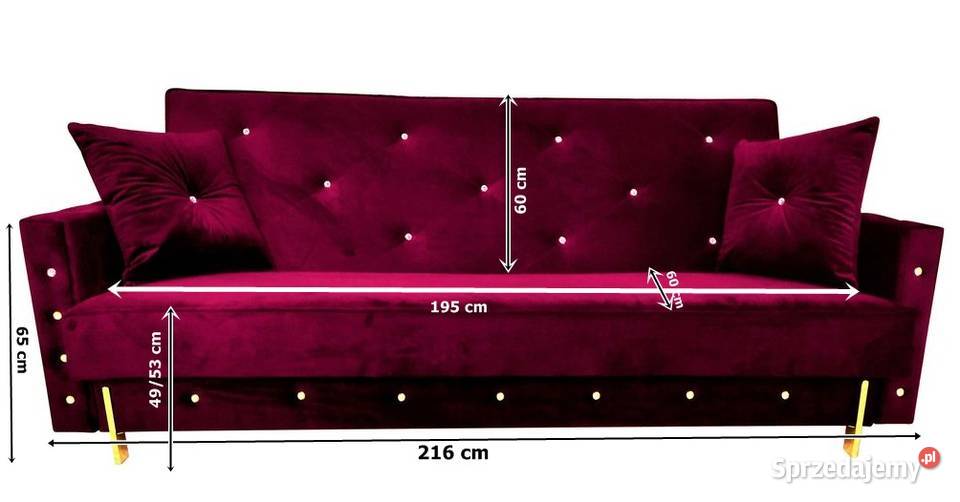 Sofa Glamour rozkładana Kanapa kryształ Sofy i kanapy