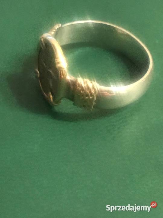 Piękny komplet złotosrebro pierścionek i złote Warszawa