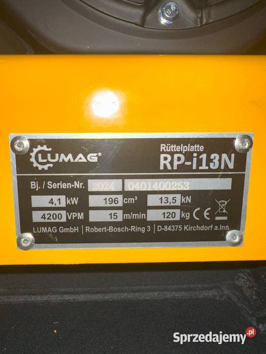 Zagęszczarka Płyta Wibrująca Lumag 120 MOCNA z Limanowa sprzedam