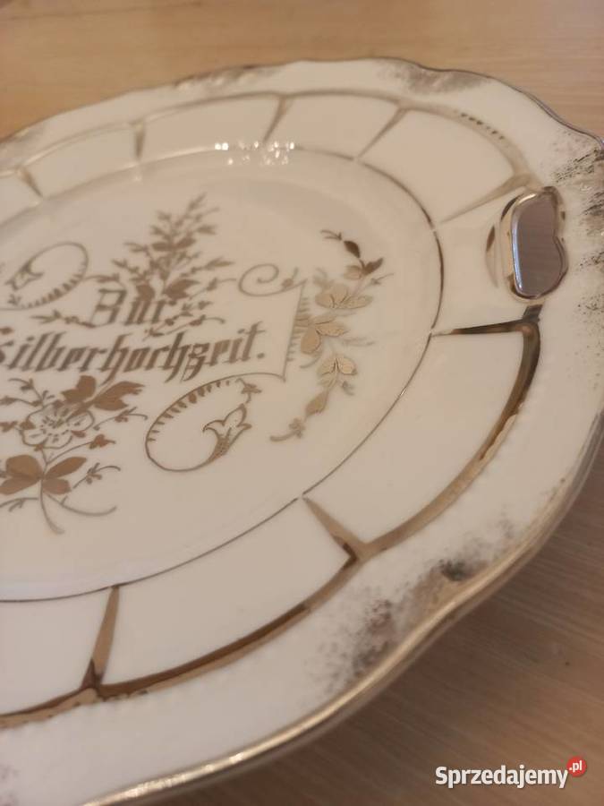zabytkowy piękny talerzyk bur silberhochzeit Piastów