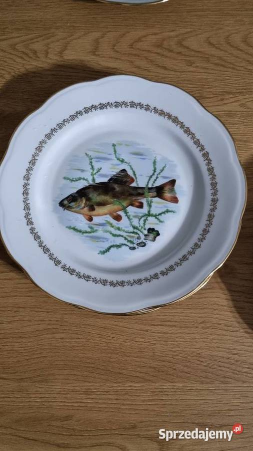 Talerze Płaskie Ryby Porcelana Francuska Wola Podłężna