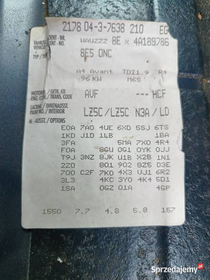 Audi A4 B6 19 TDI AVF LZ5C na części silnik A4 Zamość