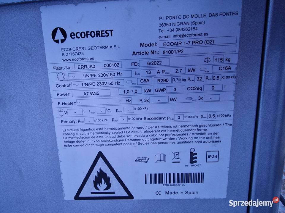 Pompa ciepła Ricom Heat Ecoforest EcoAir 17 Pro