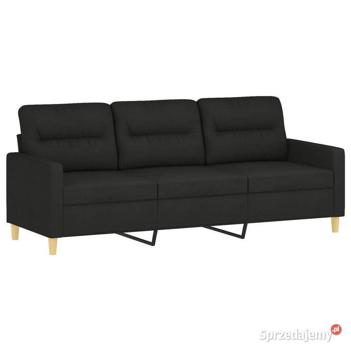 Sofa 3osobowa czarna 180 tapicerowana tkaniną Sofy i kanapy Warszawa