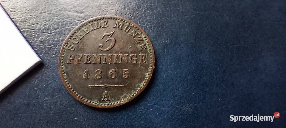 Stare monety 3 fenig 1865 A Niemcy Lesko