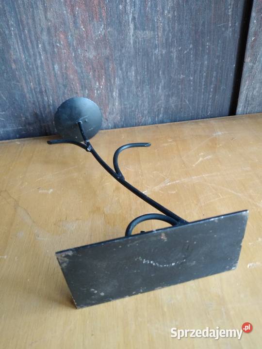 Stary stalowy kuty świecznik PRL starszy śląskie