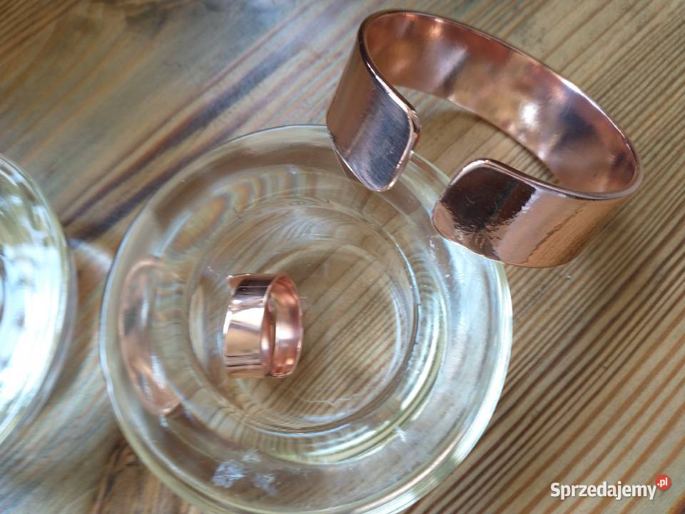 Komplet bransoletka obrączka miedź rękodzieło Antyki, Sztuka, Kolekcje łódzkie Łódź