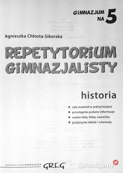 Repetytorium gimnazjalisty Historia Agnieszka sprzedam