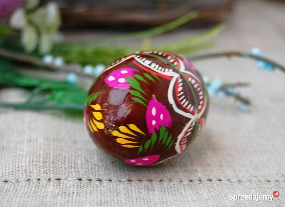 Stara pisanka drewniana malowana Ukraina 65 Lublin