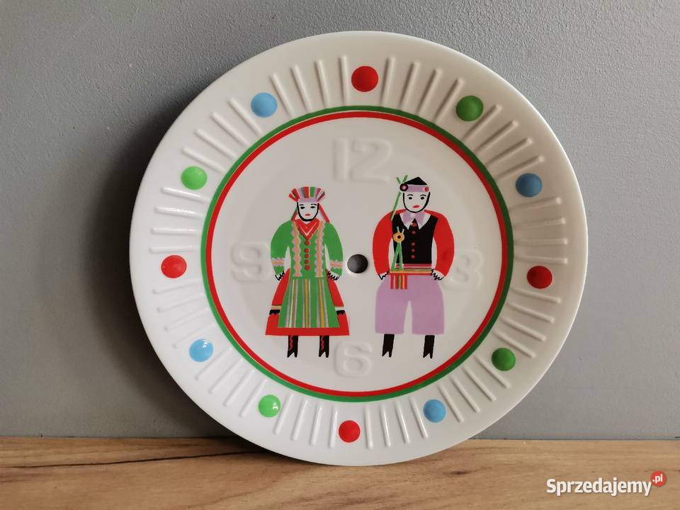 Stary wiszący zegar porcelanowy talerz tarcza Katowice