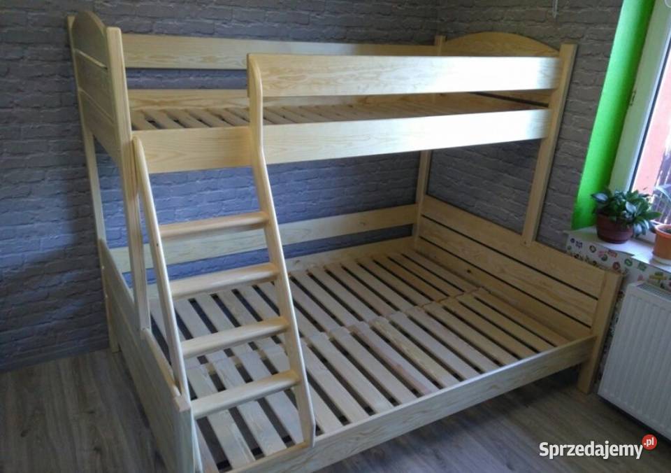 Łóżko piętrowe 3 osobowe drewniane