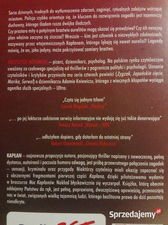 Zestaw Kotowski Kapłan Modlitwa Czas czarnych Rok wydania 2001 Łódź sprzedam