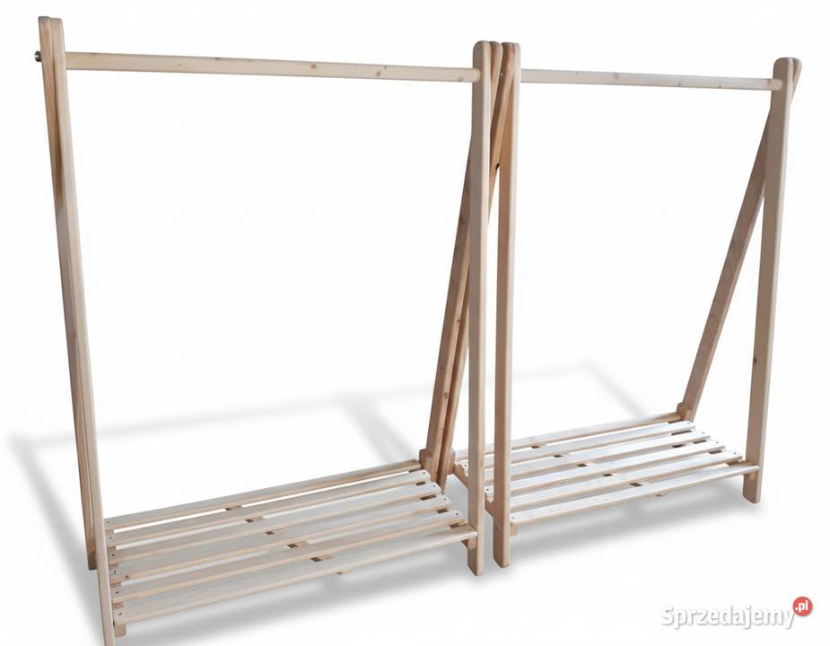 wieszak na ubrania stojący drewniany