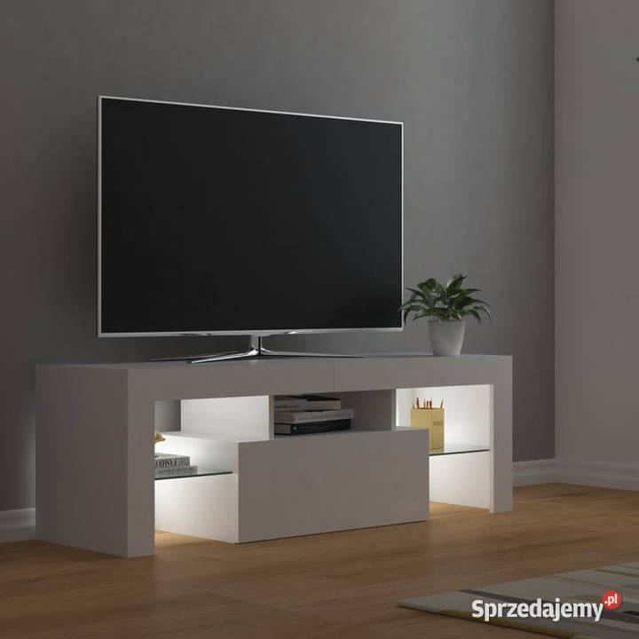 Szafka pod TV z oświetleniem LED biała 120x35x40 Warszawa