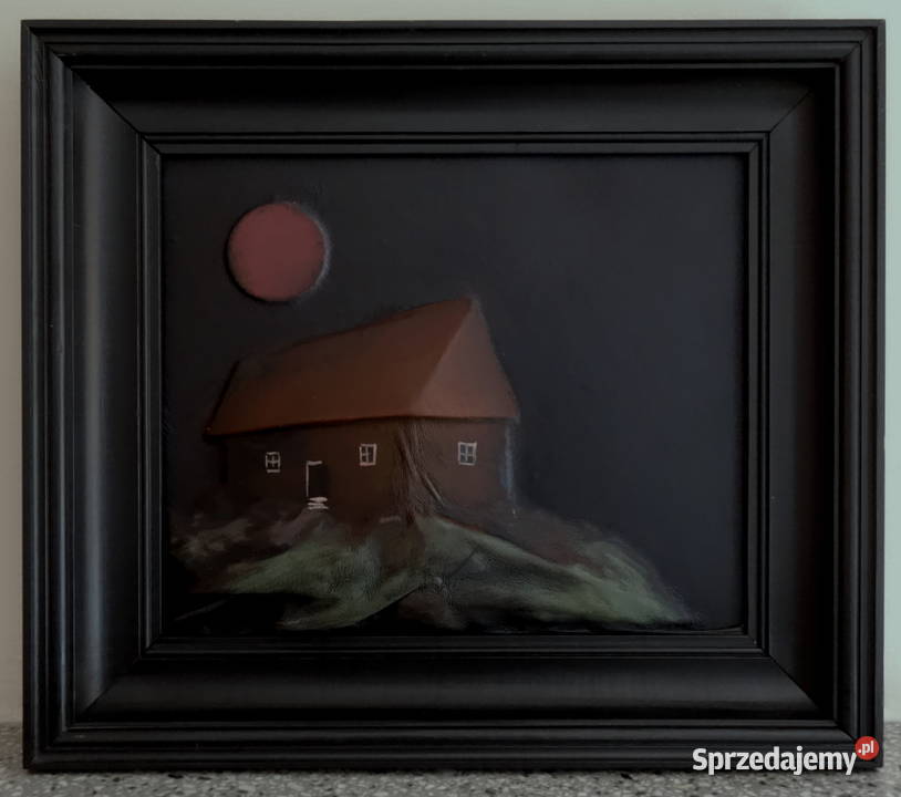 Obraz ze skóry naturalnej w drewnianej ramie Kraków