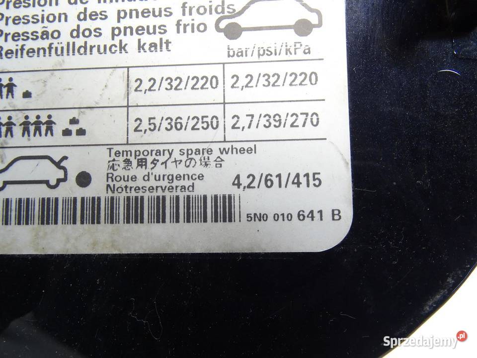 KLAPKA WLEWU PALIWA KOREK 5N0010641B VW TIGUAN małopolskie