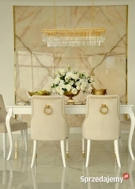 Krzesło glamour złote pikowane z kołatką 93cm Warszawa