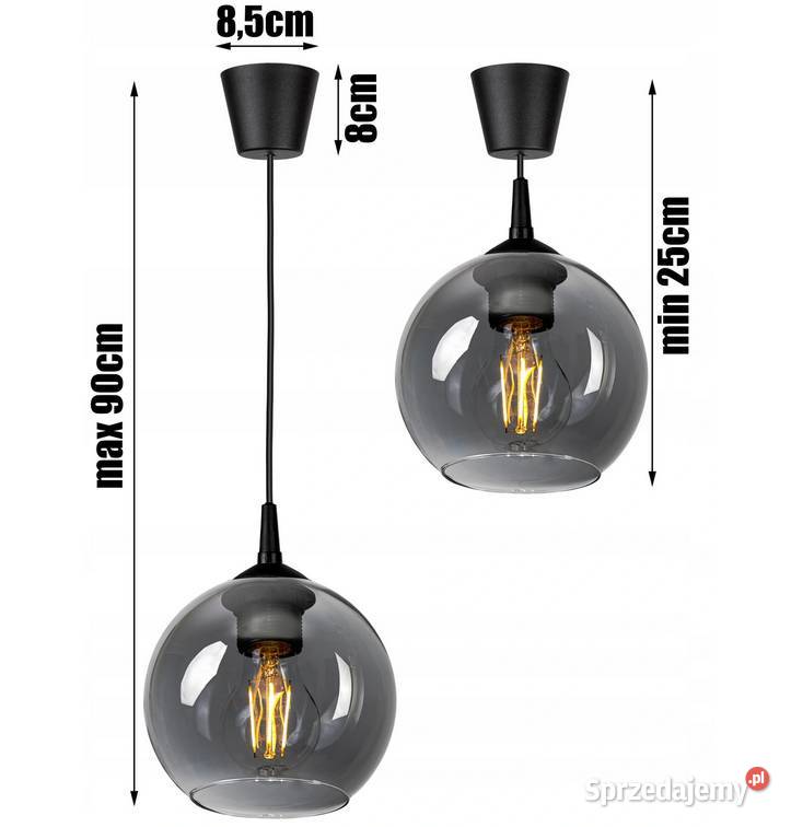 LAMPA WISZĄCA SUFITOWA ŻYRANDOL szklana dymiona Choroszcz
