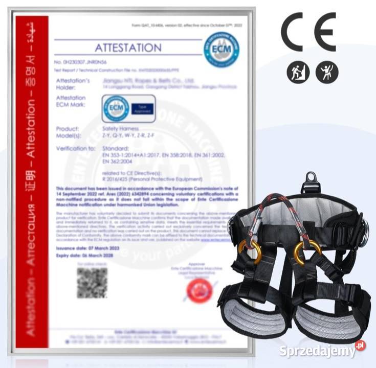 Nowa uprząż biodrowa arborystyczna wspinaczkowa Tarnów