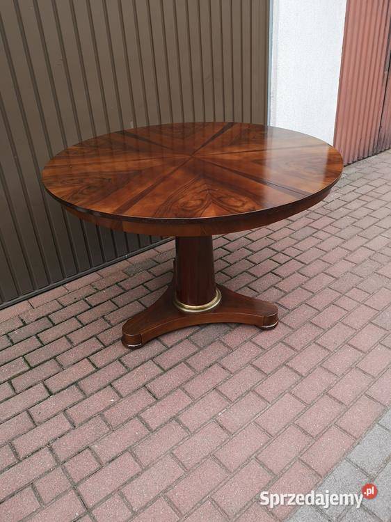 Stół ArtDeco Orzech Biedermeier Unikat Okrągły Swarzędz