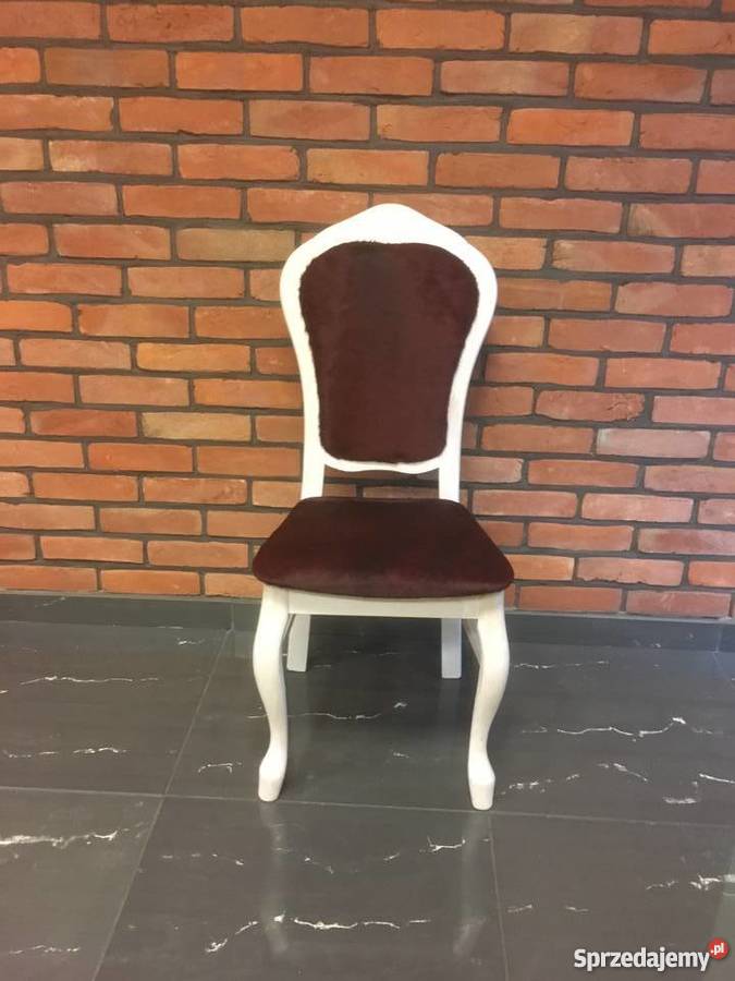 Krzesło bukowe bielone ręcznie tapicerowane