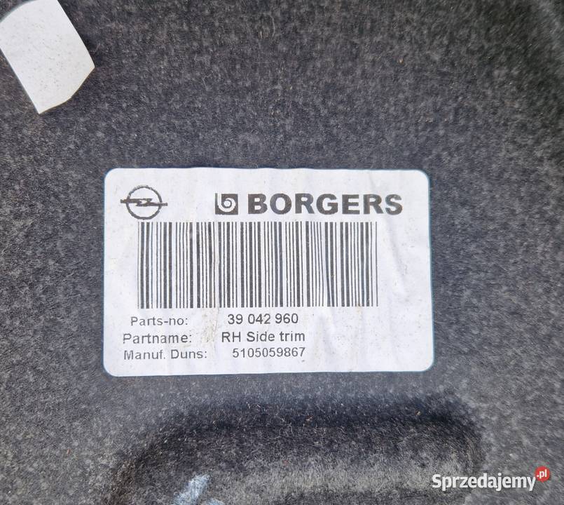 OPEL ASTRA K V 5 HB PÓŁKA TYLNA BOCZKI BAGAŻNIKA Bydgoszcz