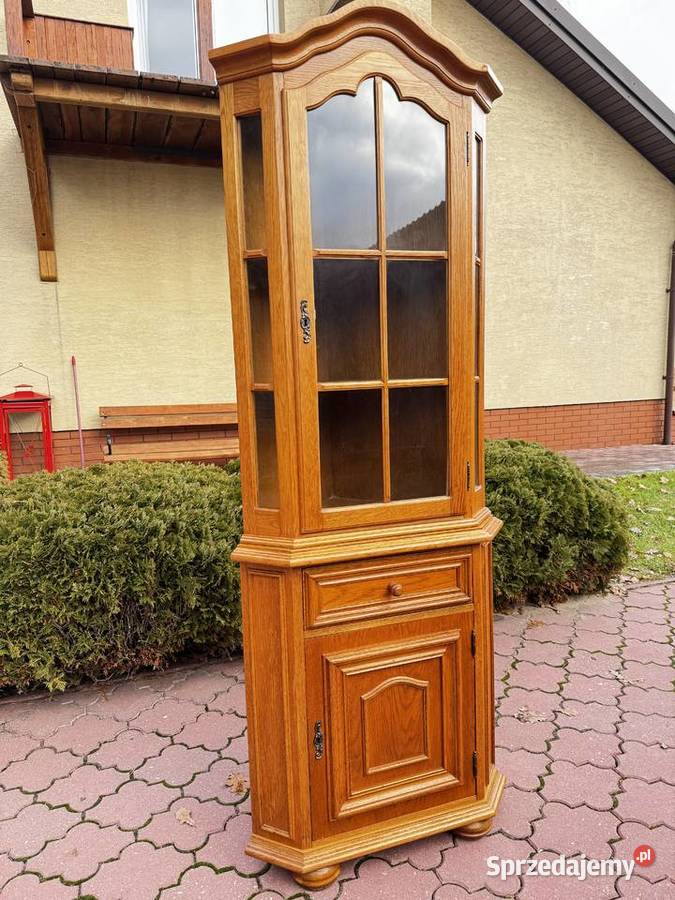 Witryna stylowa dębowa narożna kredens regał Garwolin