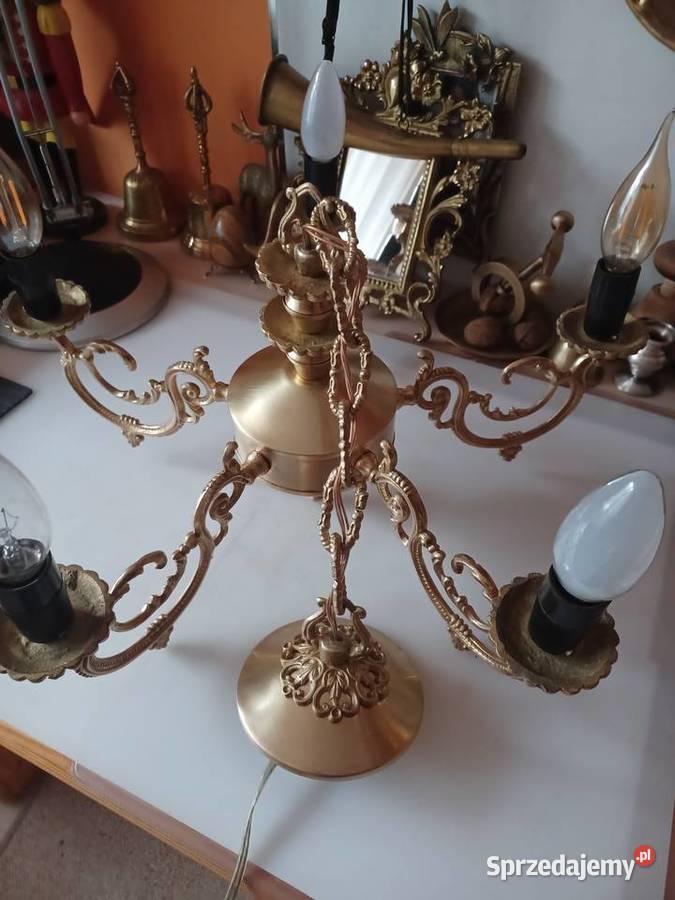 Piękny mosiężny żyrandol z czasów PRL Otwock wielkopolskie Poznań sprzedam