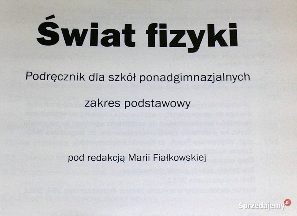 Świat Fizyki Zakres Podstawowy Maria Fiałkowska Chełm