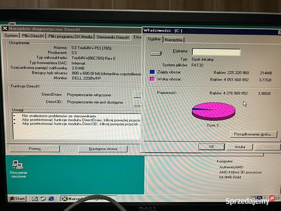 Zabytkowy komputer PC AT AMD K62 366MHz Klasy Pentium III i słabsze Brzana