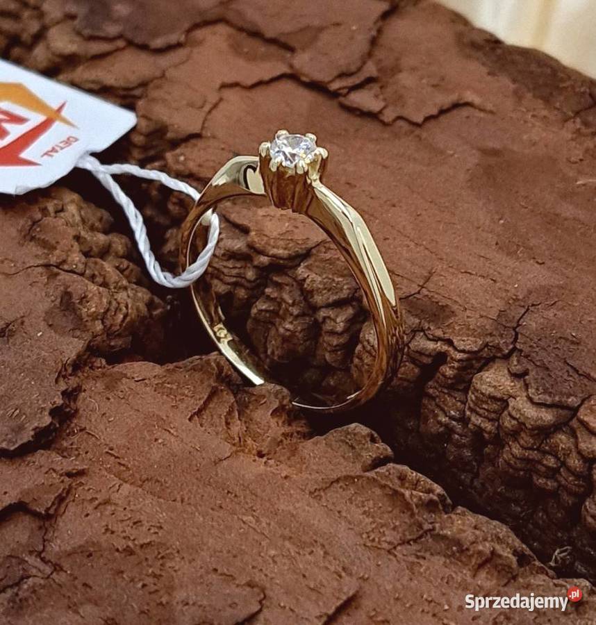 Pierścionek r13 Złoty pr585 classic z jednym